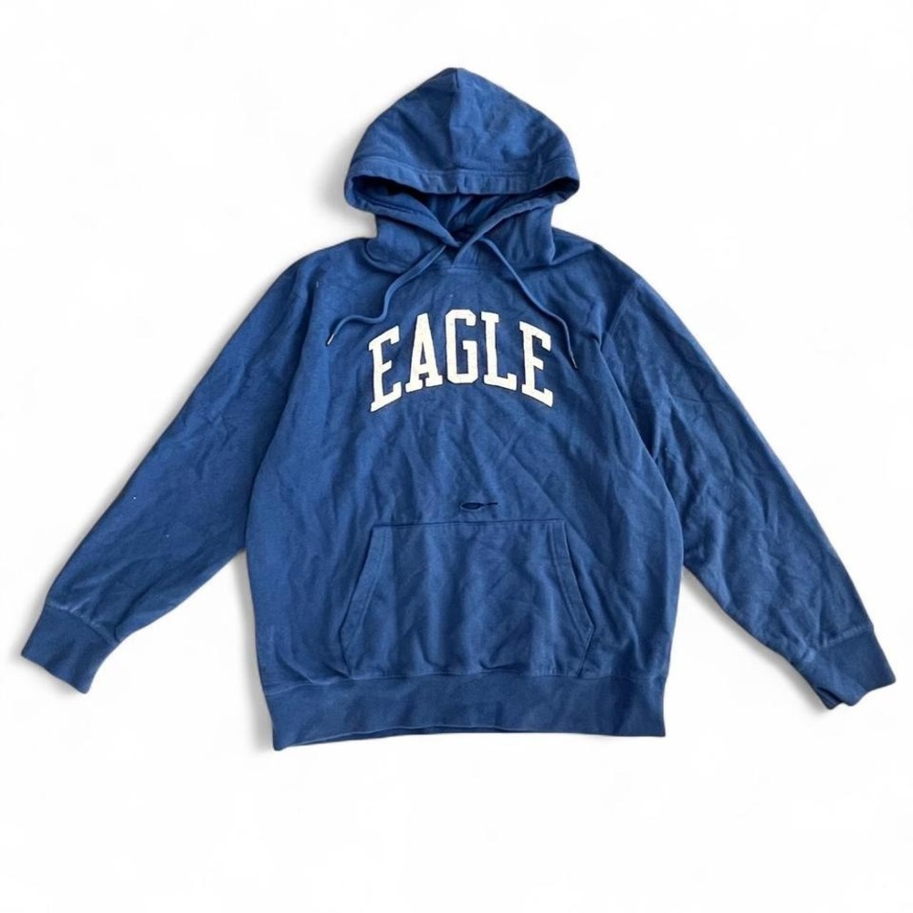American Eagle Blue Eagle Logo Pullover Hoodie Size Large